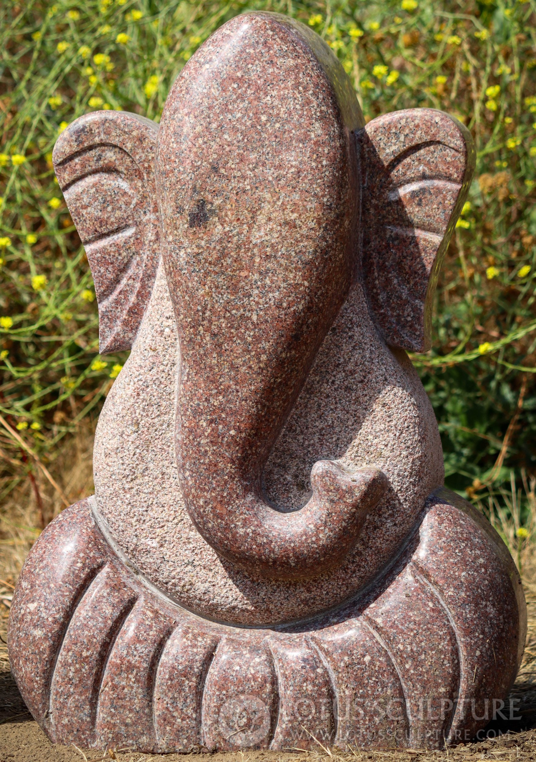 Granite Abstract Modern Ganesh Sculpture Red Multi Colored Perfect in Any Garden 30"