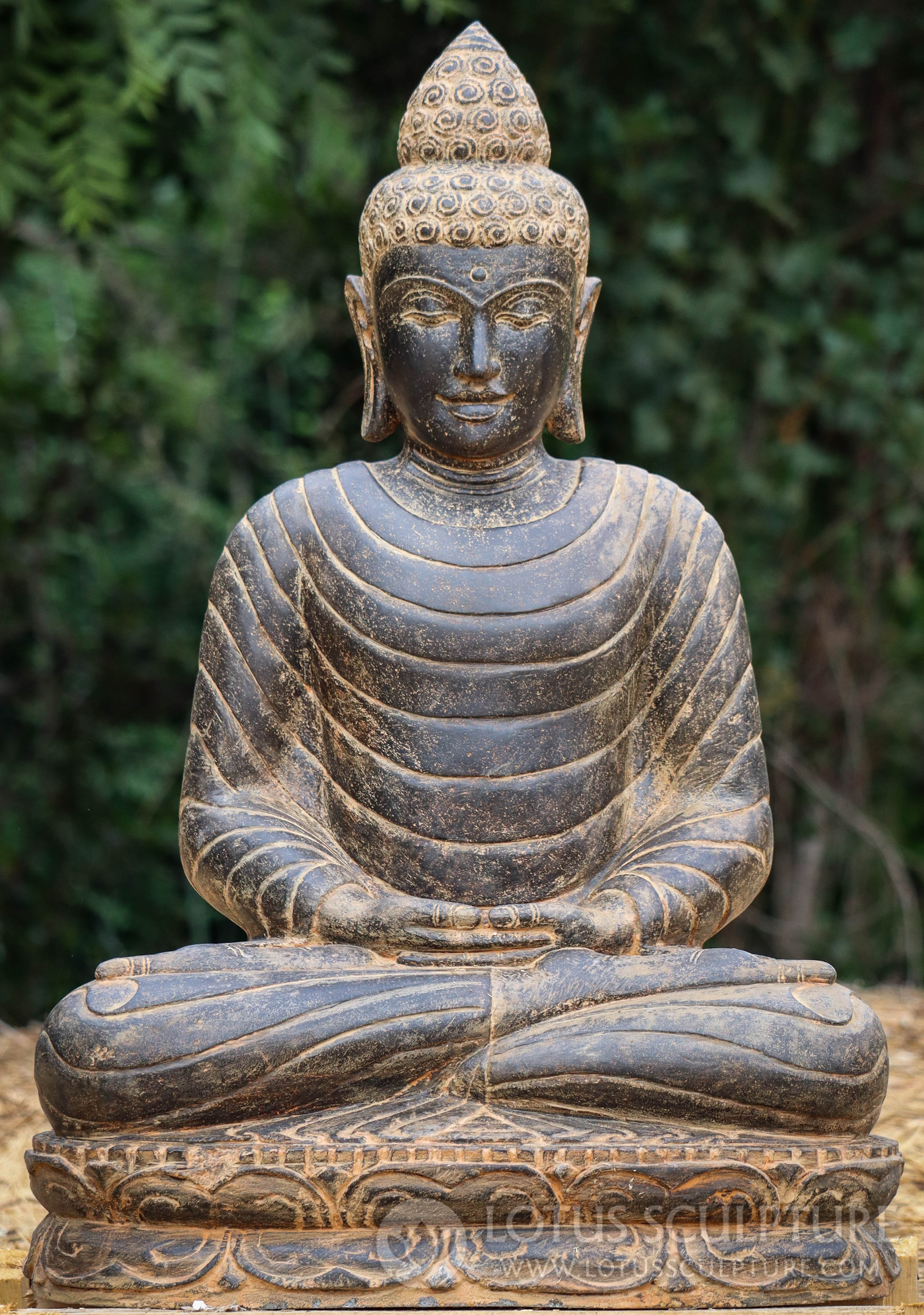 Colored Stone Meditating Buddha Statue in Robes Garden Sculpture for ...