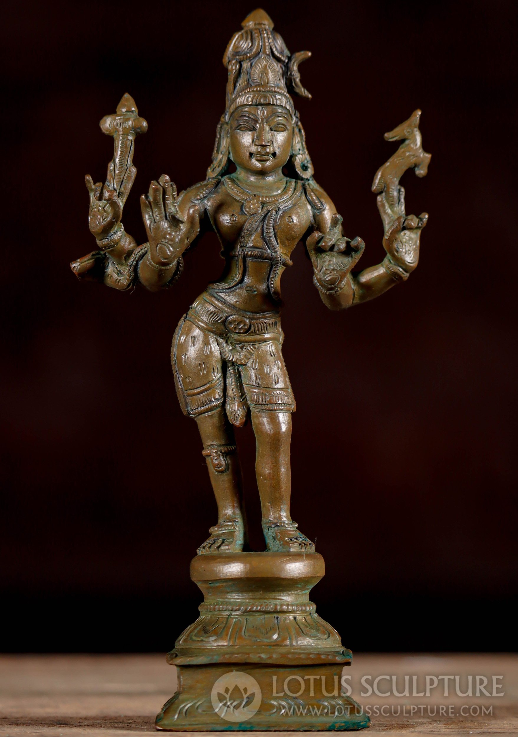 Hindu God Shiva Panchaloha Bronze Statue Guardian of Faith & Protector of Homes 6.5"