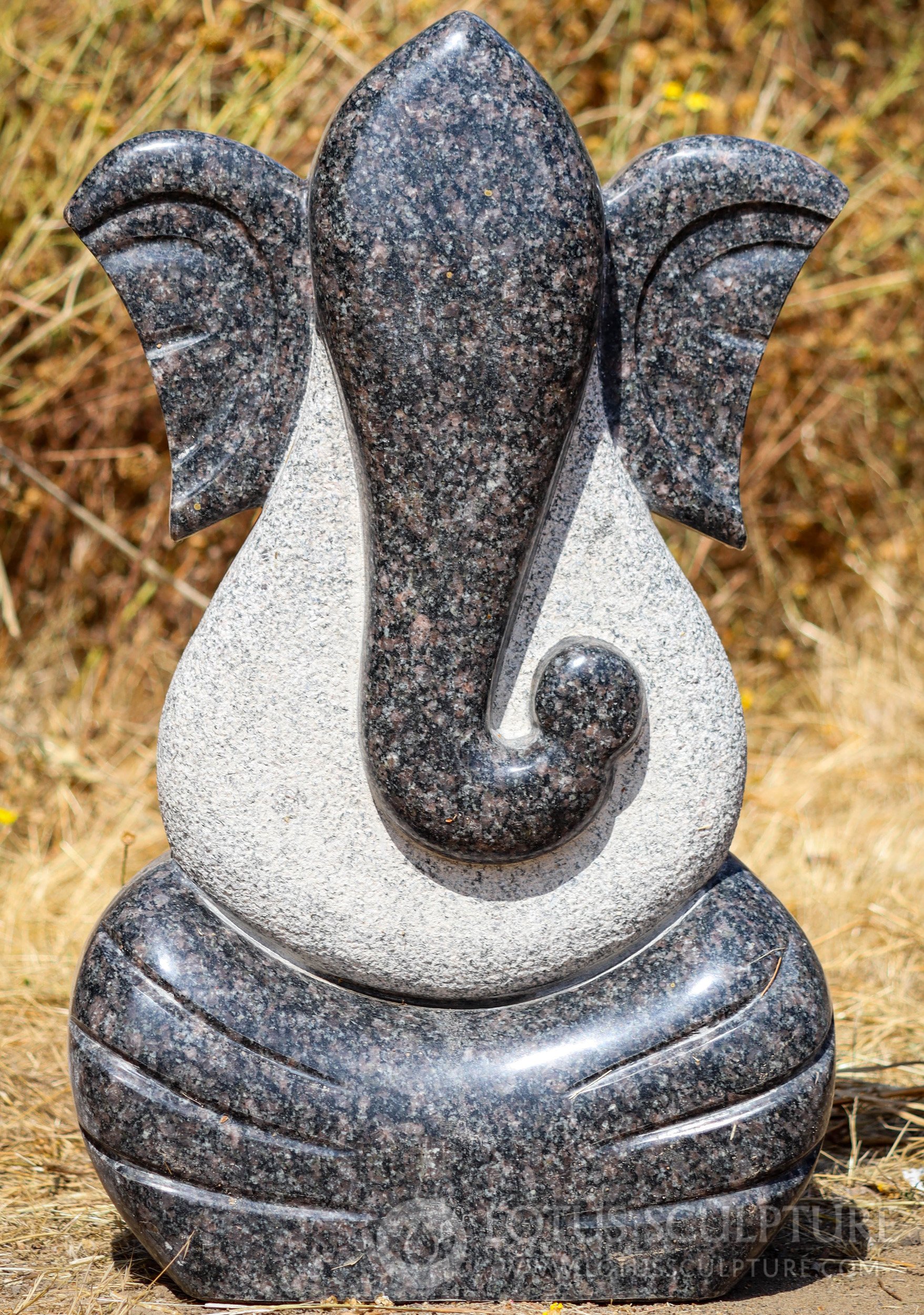 Tall Grey Sadarahalli Granite Modern Stone Abstract Ganesha Garden Sculpture 36"