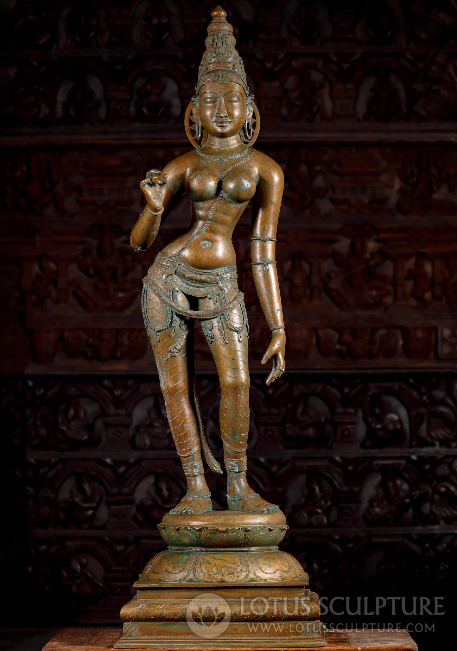 Stunning South Indian Tall Bronze Parvati as Shivakami: Timeless Goddess of the Mountain 52"