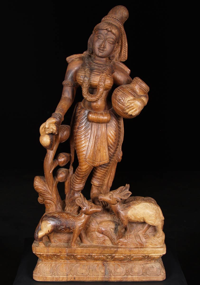 Standing Wood Annapurna Statue 36"