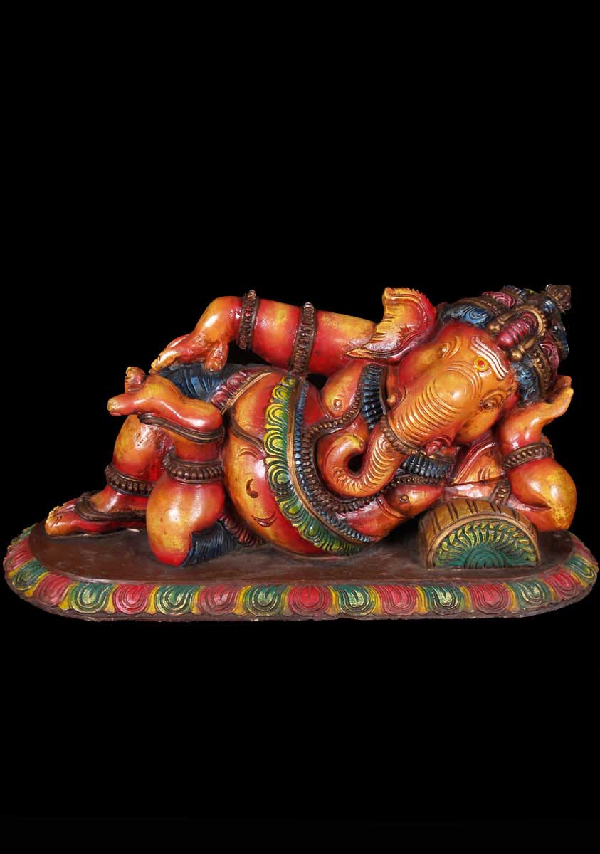 Colorful Reclining Ganesh Statue 26"