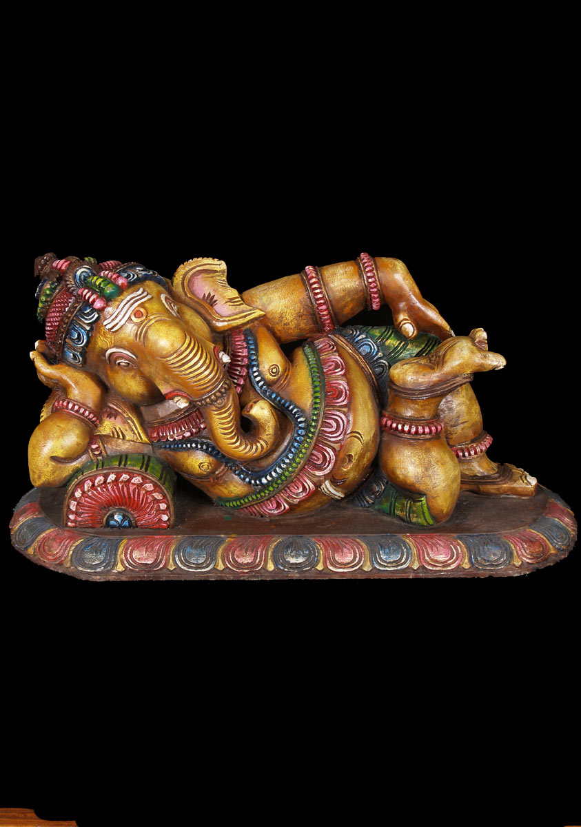 Wooden Siana Ganesh Statue 26"