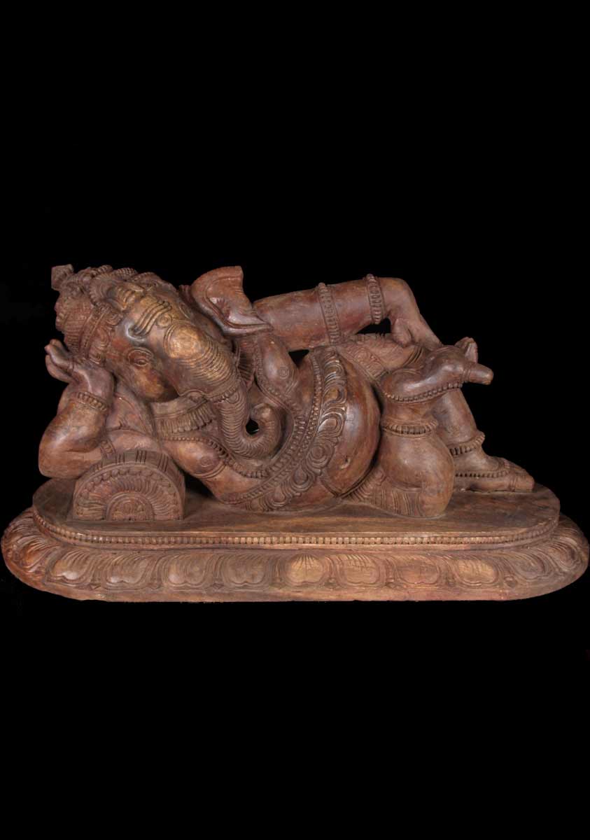 Dark Wood Siana Ganesh Statue 36"