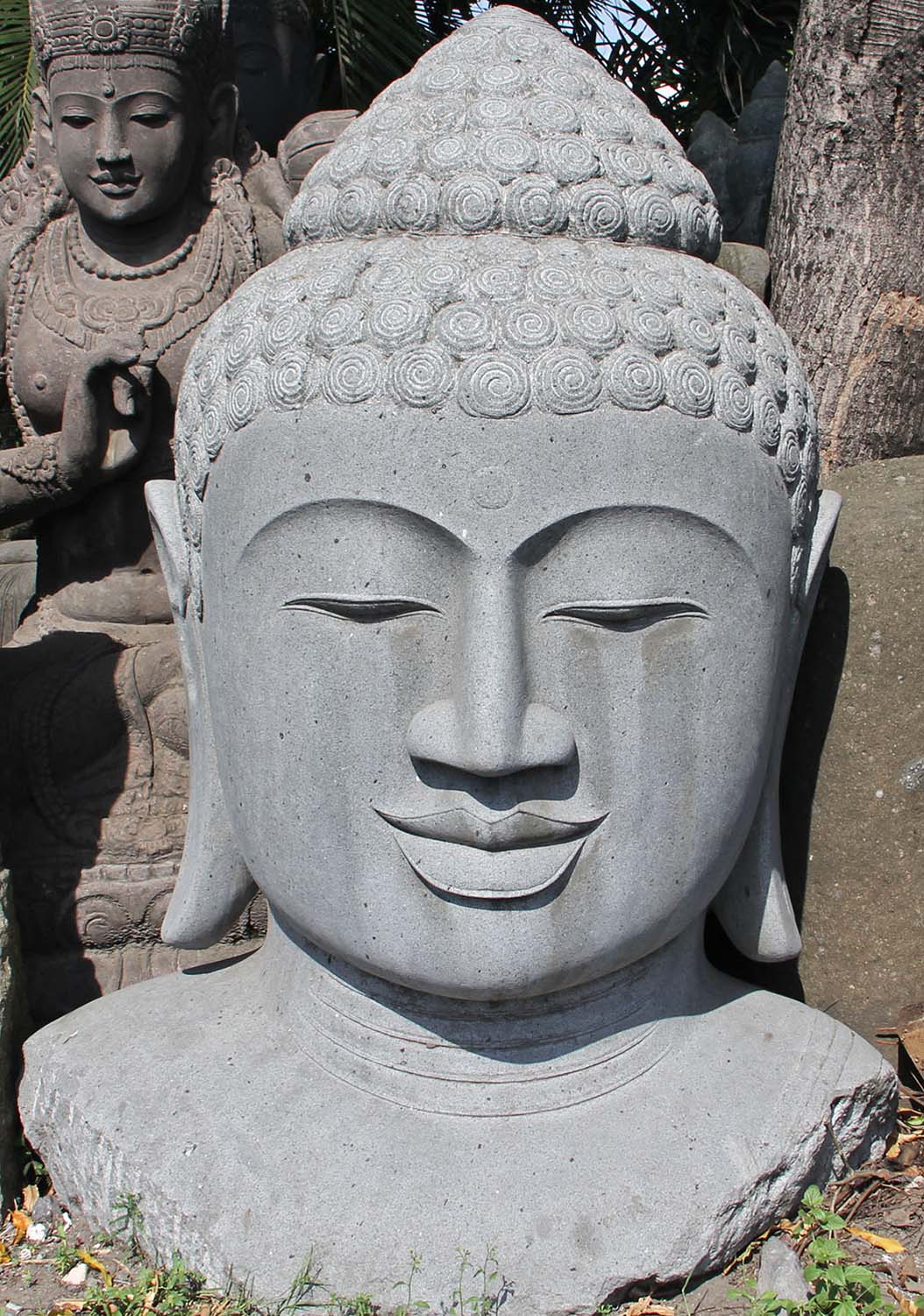 SOLD Large Lava Stone Buddha Bust 71