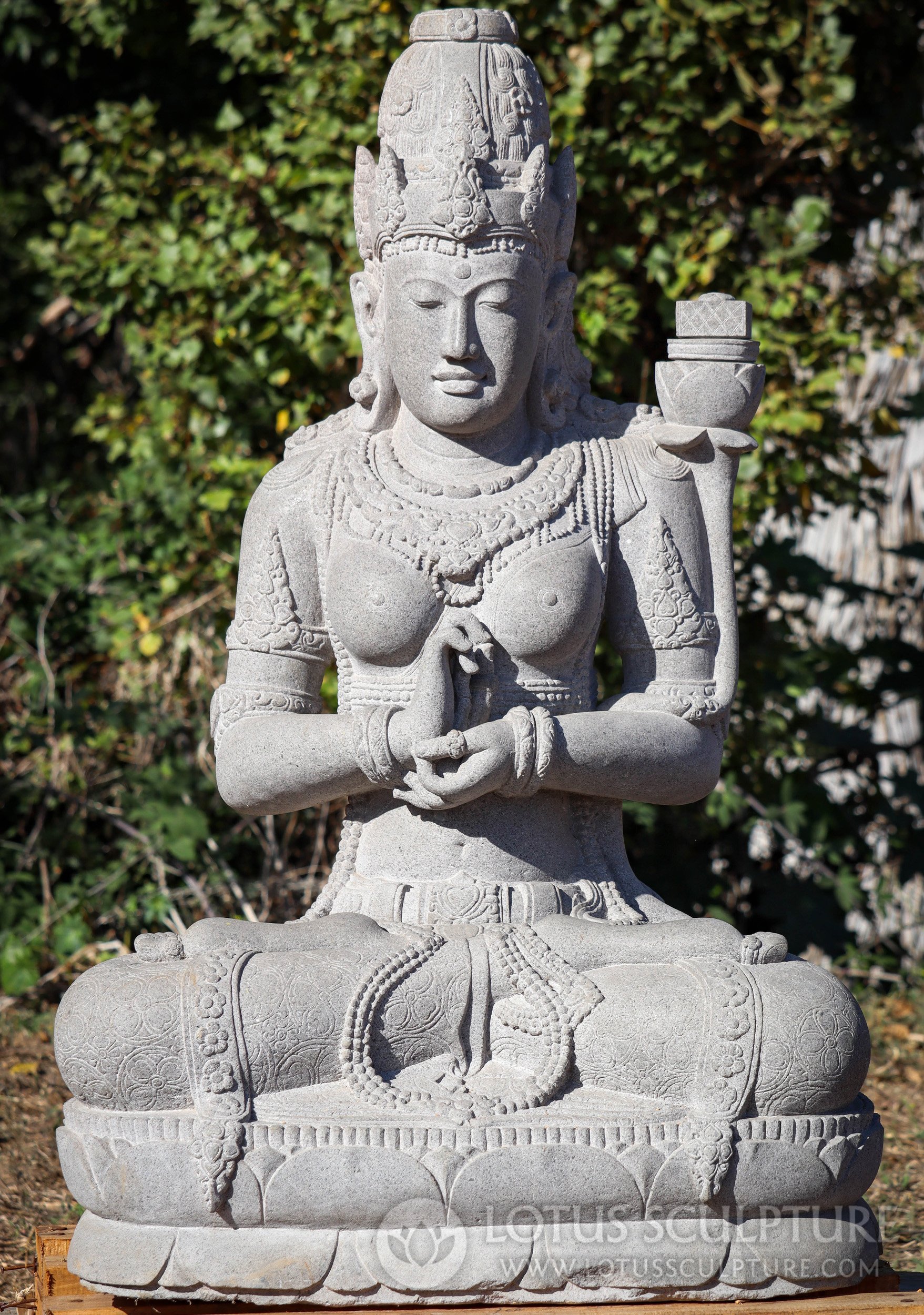 Masterpiece Stone Devi Tara in Dharma Chakra - Final Sculpture Carved by Master Artisan 48"