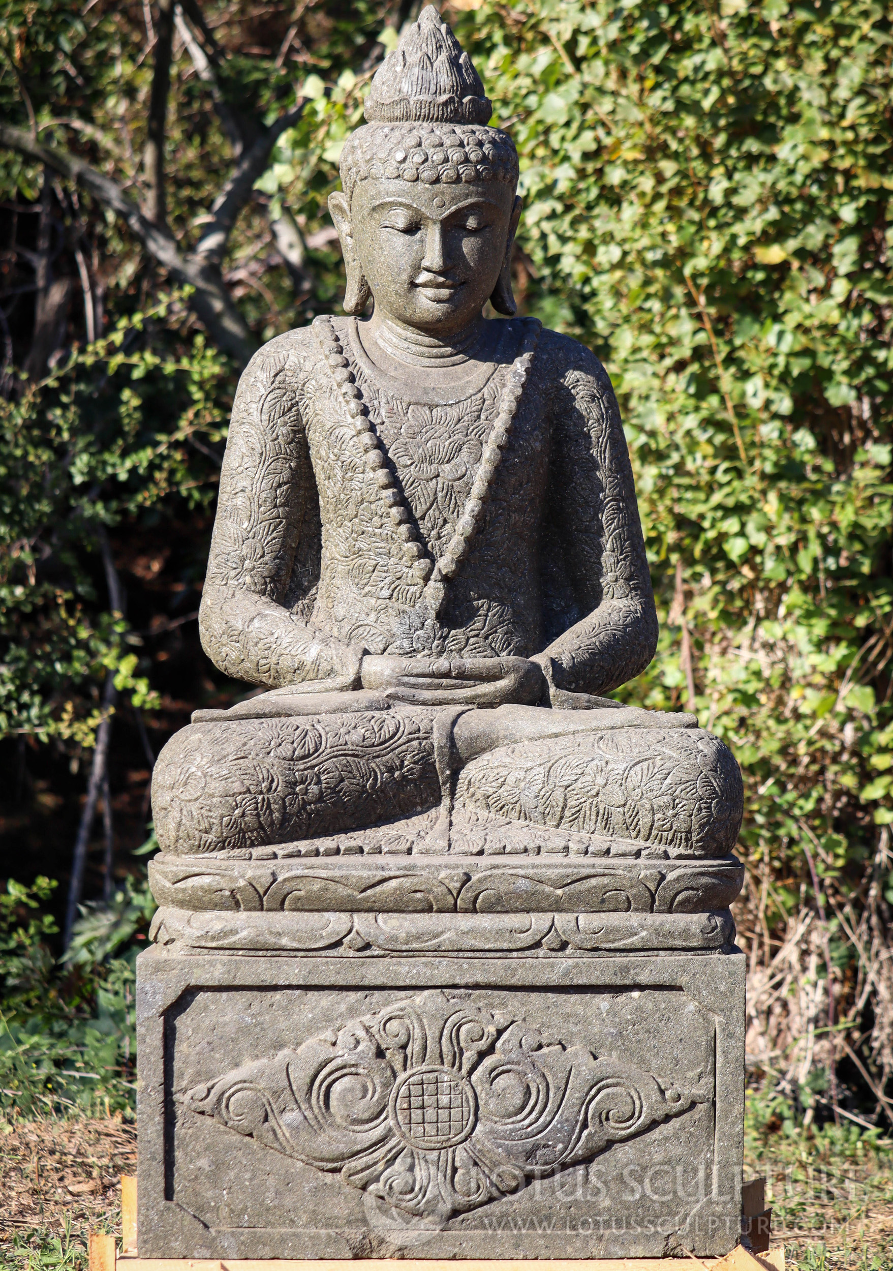 THE LAVA STONE FINISH MEDITATING ASHIRWAD BUDDHA STATUE-RKSFB001L