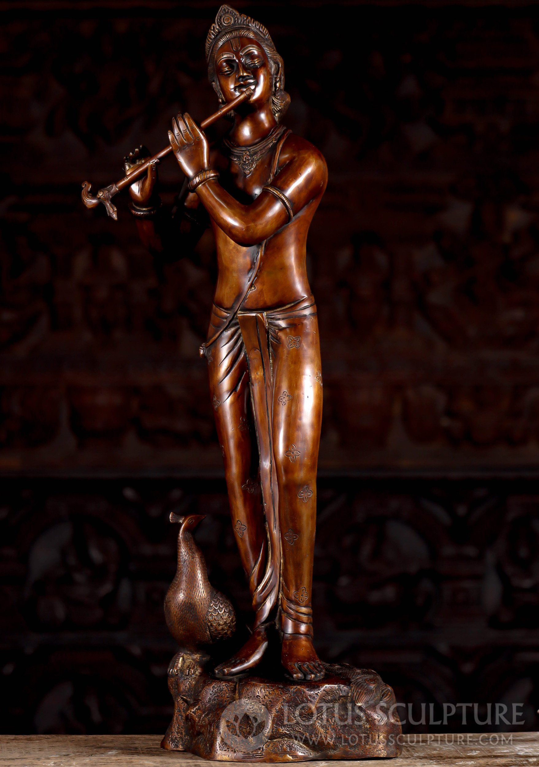 Standing Krishna with Flute Fine Art Brass Idol