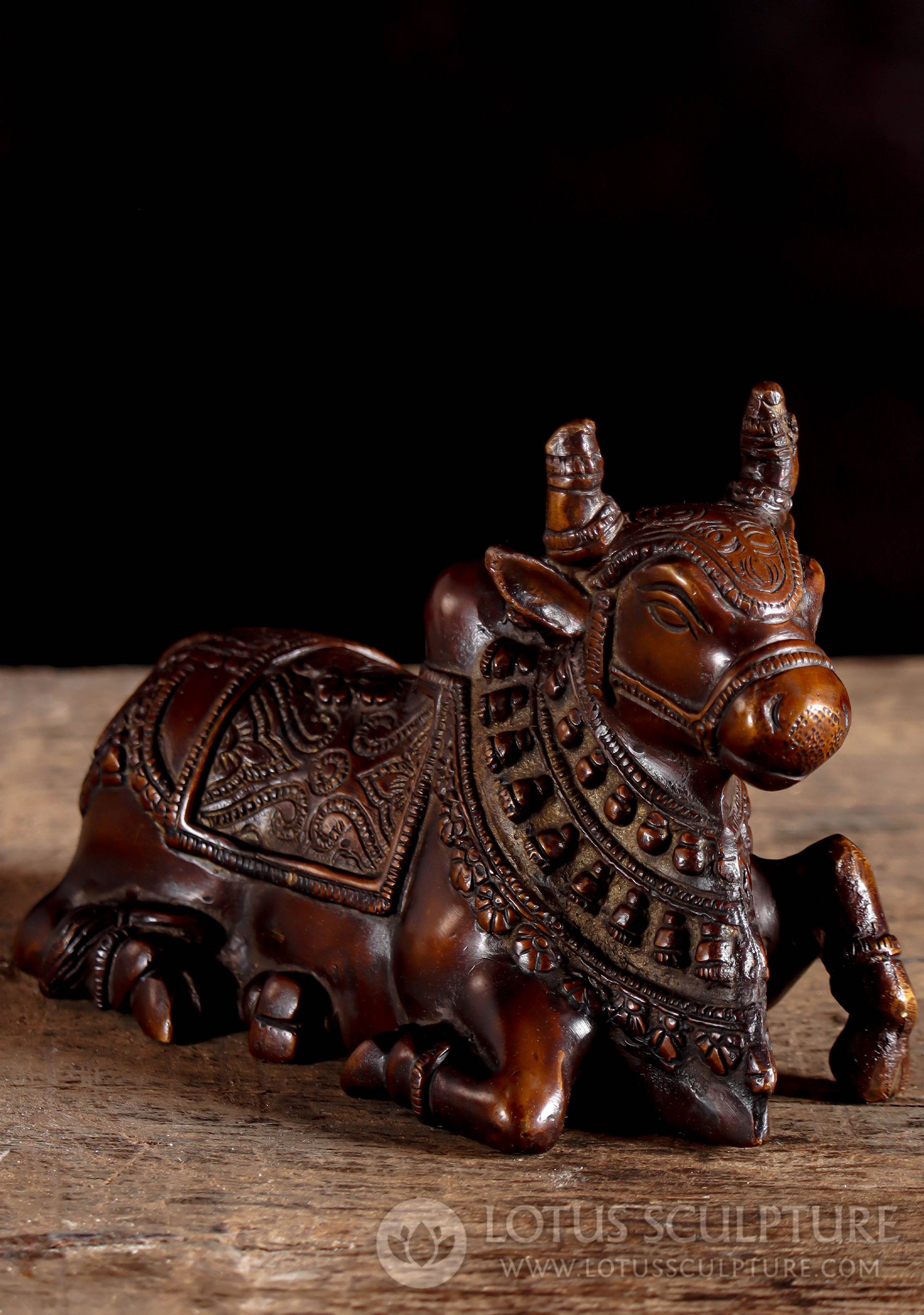 Nandi Statue, Shiva's White Bull, Symbol of Fertility Small Brass Murti Perfect for Shiva Altar 7"