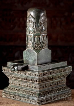 Shiva Lingam & Yoni with Seated Deities and Floral Motifs- Cambodian ...