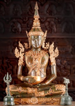 Vintage Thai Bronze Gilt Teppanom Temple Guard Dancing Statue