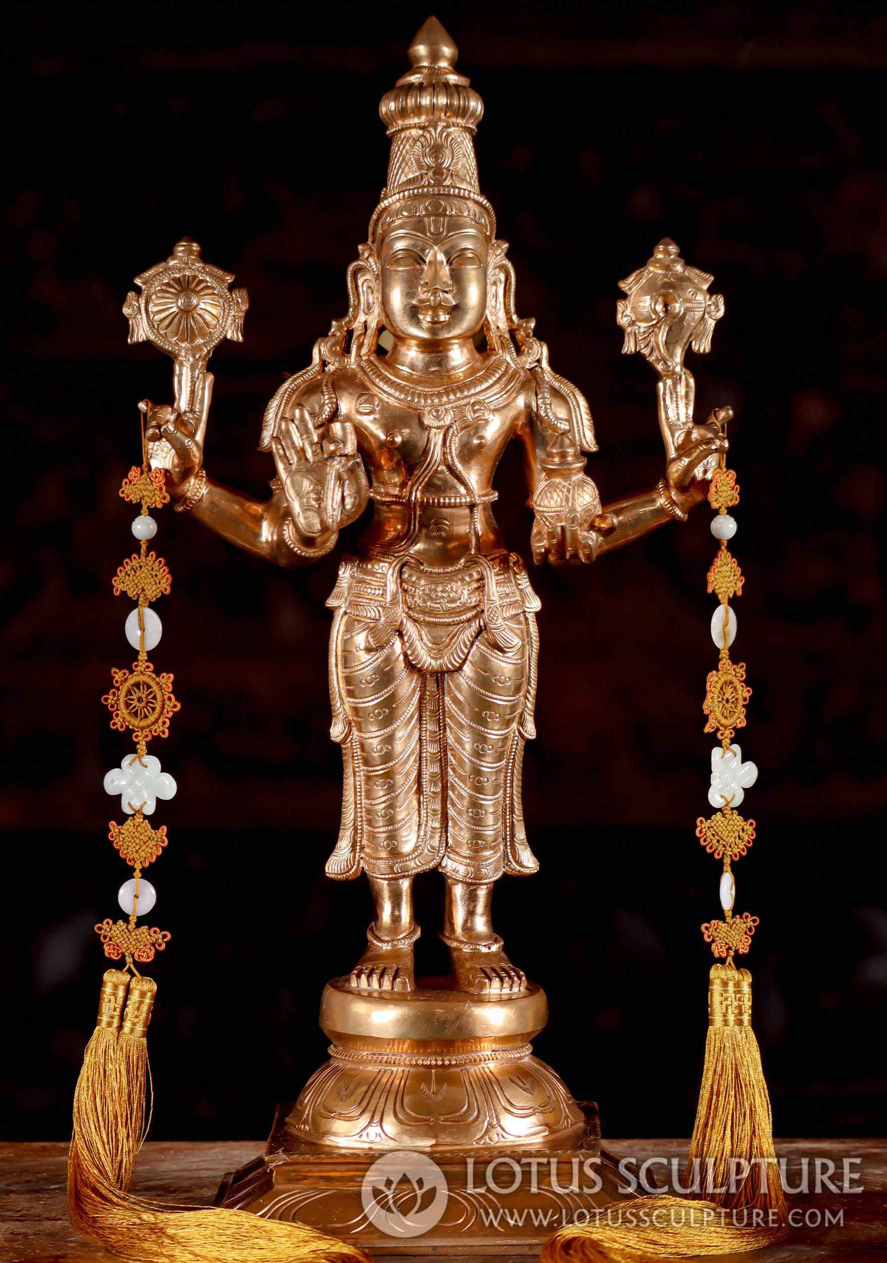 Dhanvantari Polished Bronze Statue - God of Medicine Divine Healer and Ayurveda Symbol 19"