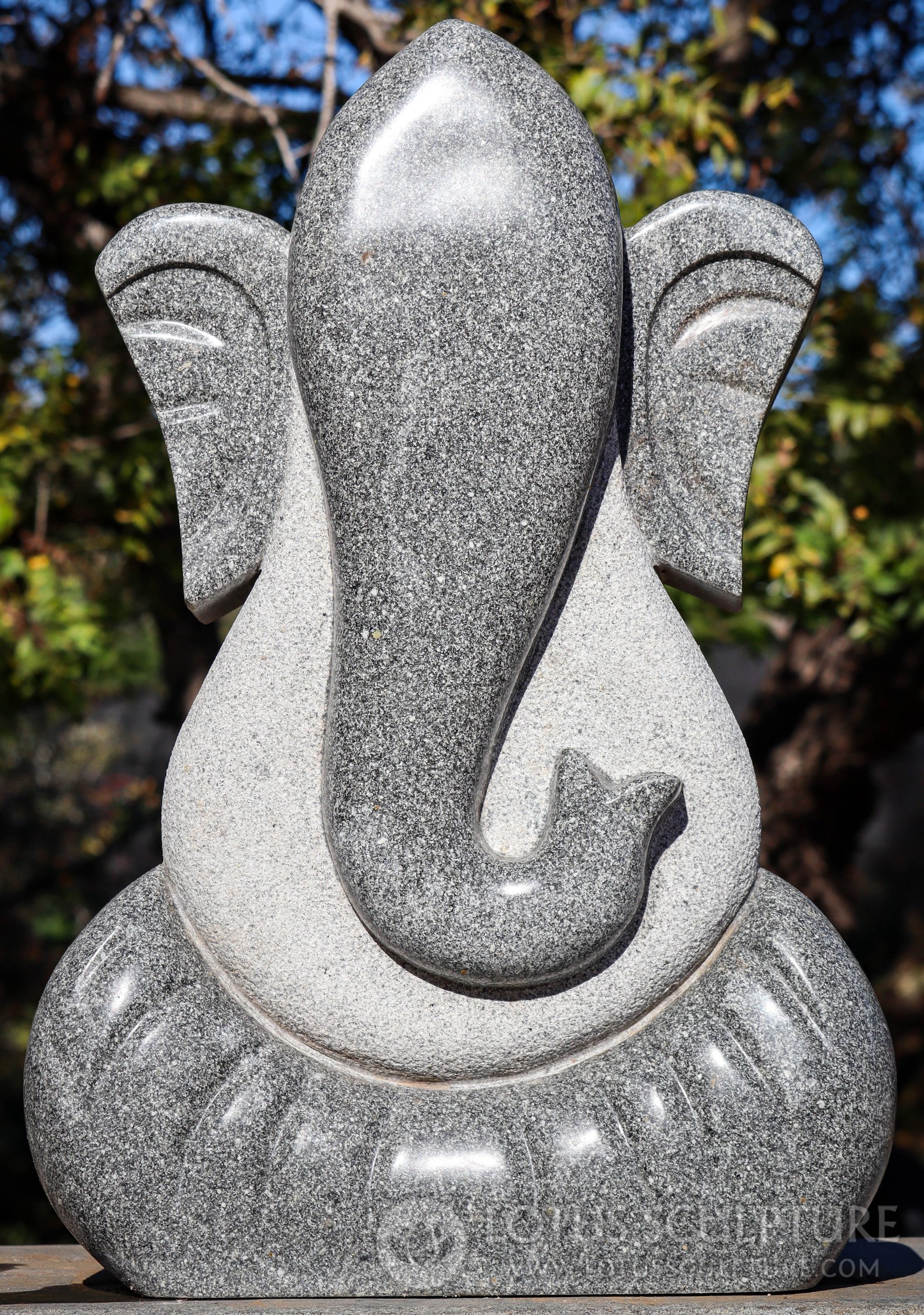 Ganesh Abstract Hand Carved Sadarahalli Granite Garden Sculpture Minimal Design 30"