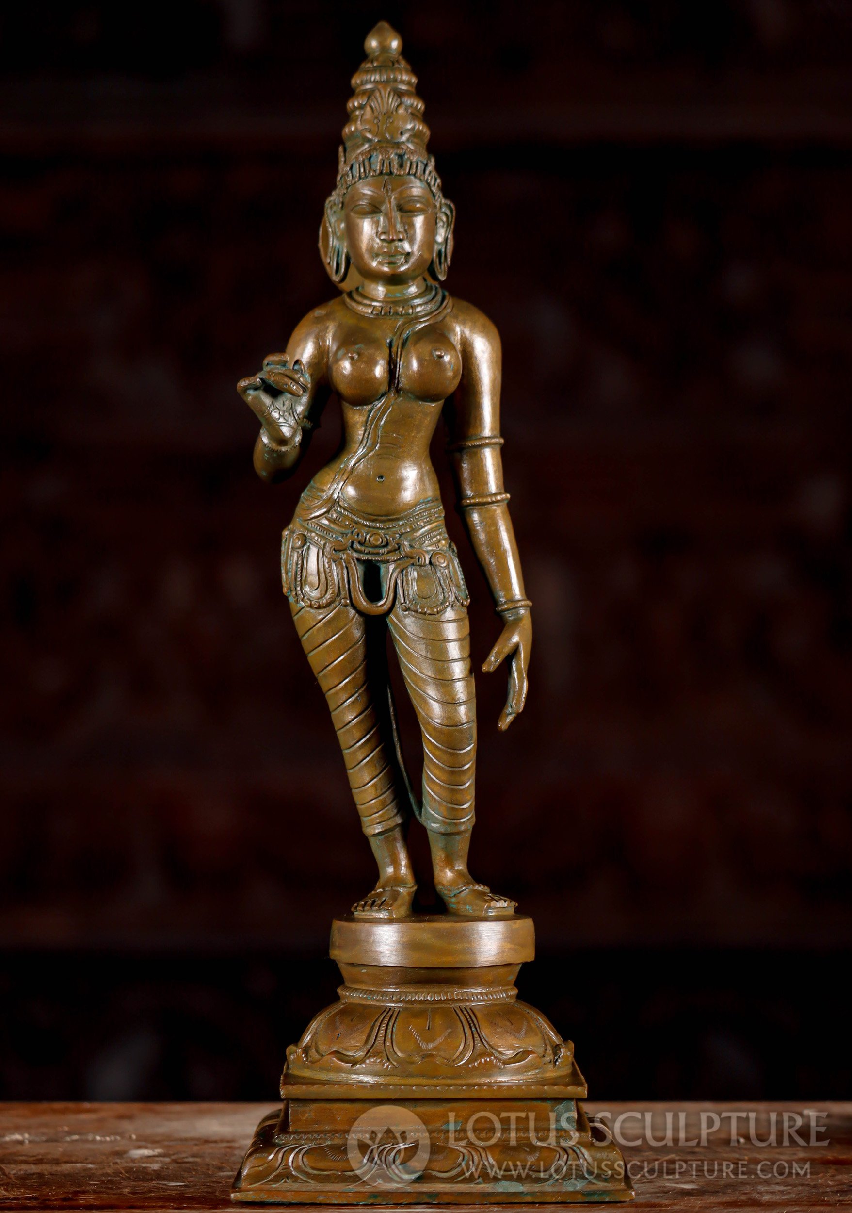 Parvati Shivakami Sculpture With Antique Green Patina South Indian Divine Craftsmanship 15