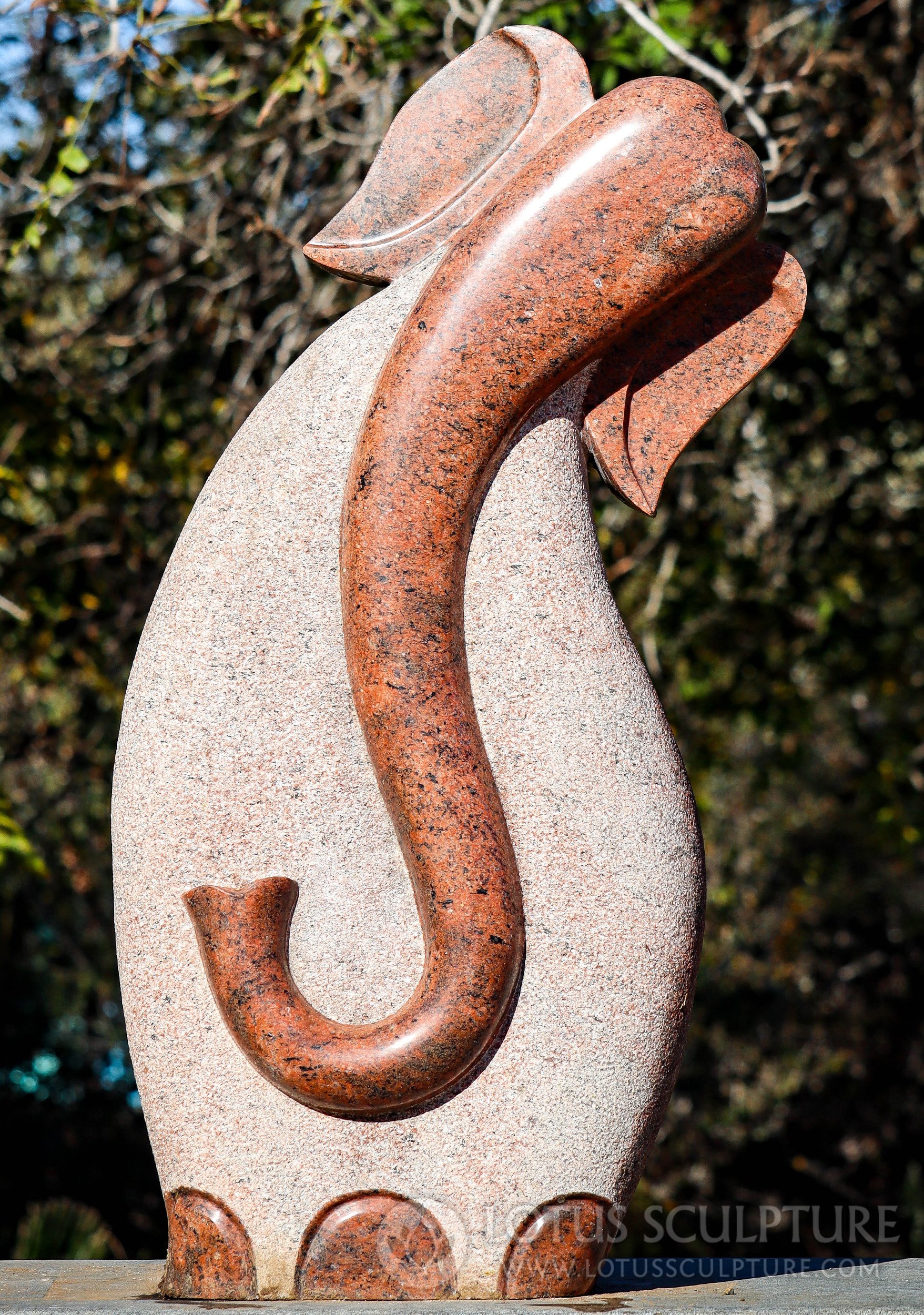 Red Pink Multi Colored Granite Abstract Modern Ganapathi Sculpture Perfect in Any Garden 36"