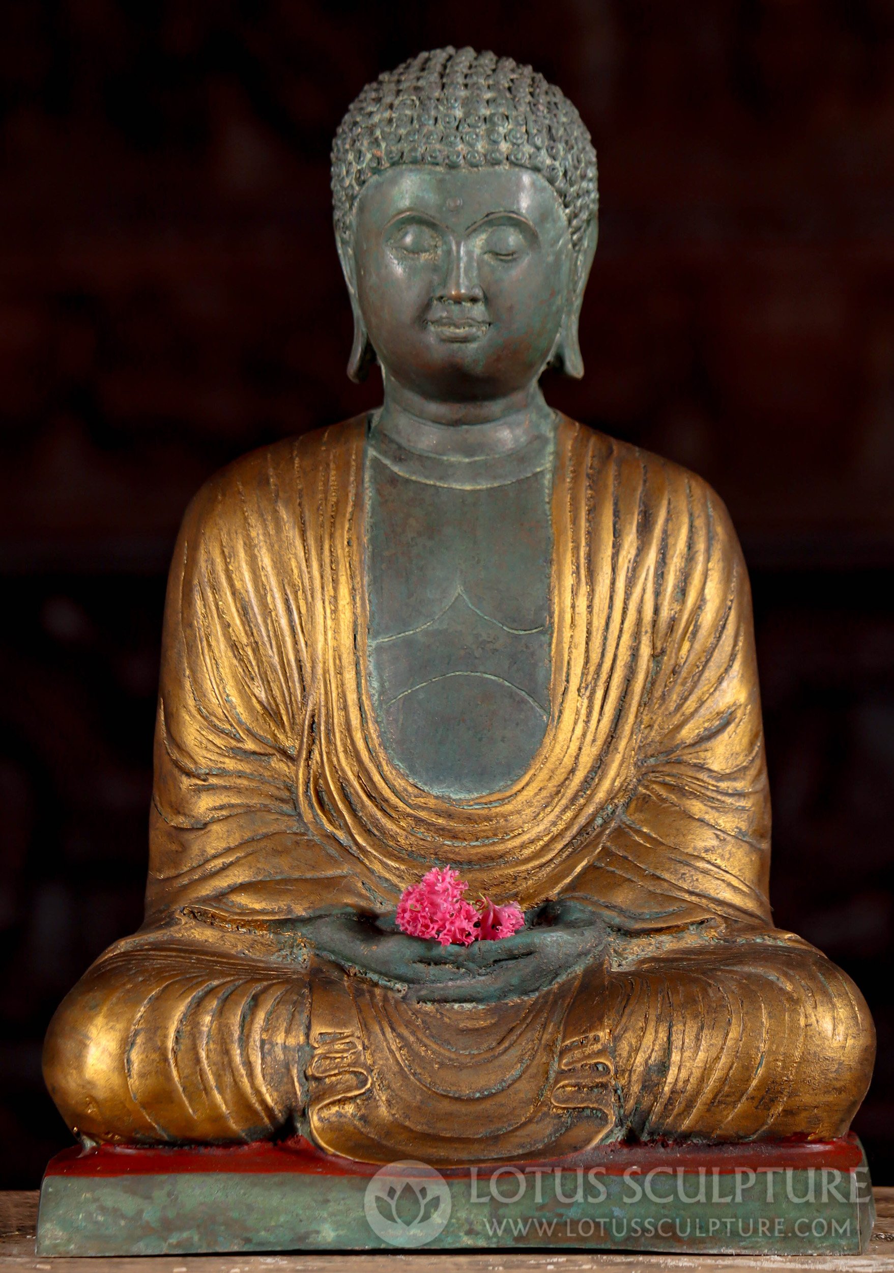 Japanese Style Buddha Statue Meditating in Dhyana Mudra Wearing Full ...