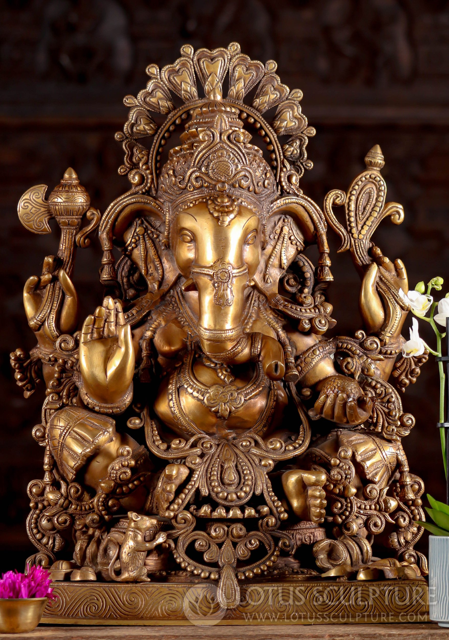 Ganesh Statue High Quality Holding Goad, Noose, Laddus  with Hand in Abhaya Mudra 20"