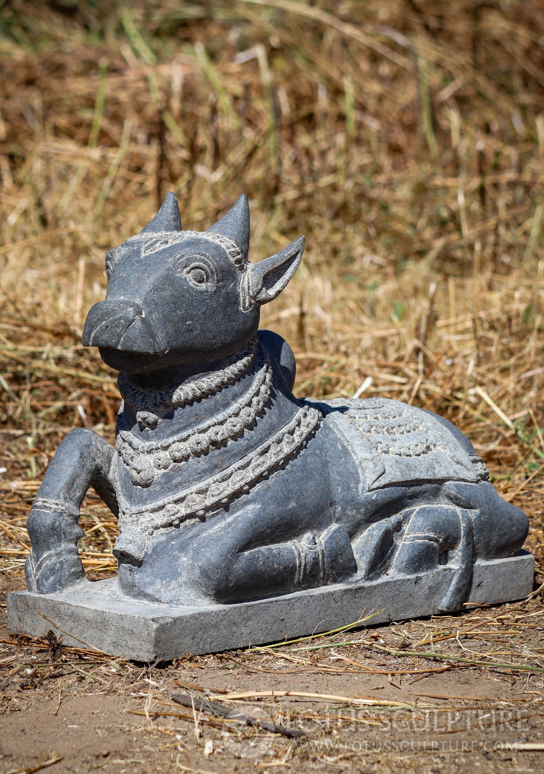 Nandi Bull - Hand-Carved Granite Garden Sculpture Symbolizing Fertility 20"