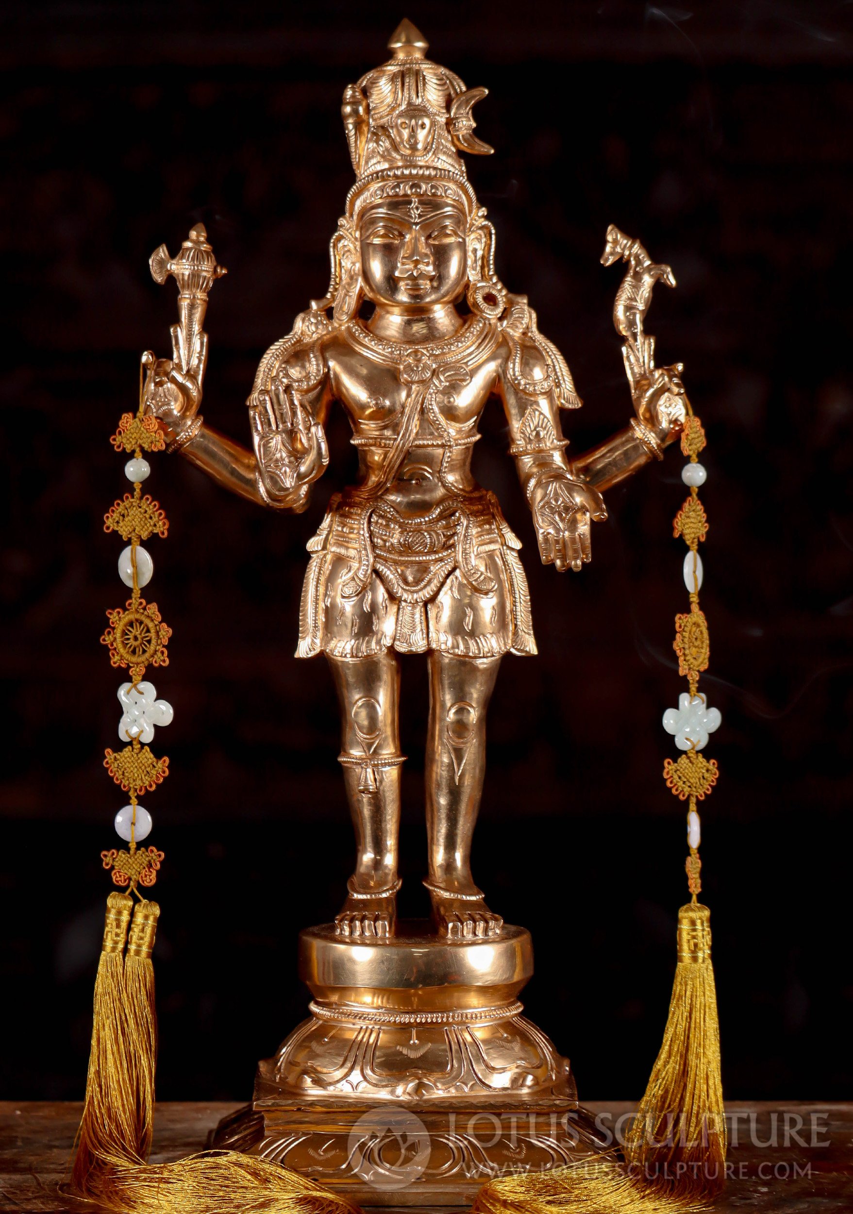 Shiva Hindu God of Destruction in Abhaya & Varada Mudras - Polished Indian Bronze Statue 19"