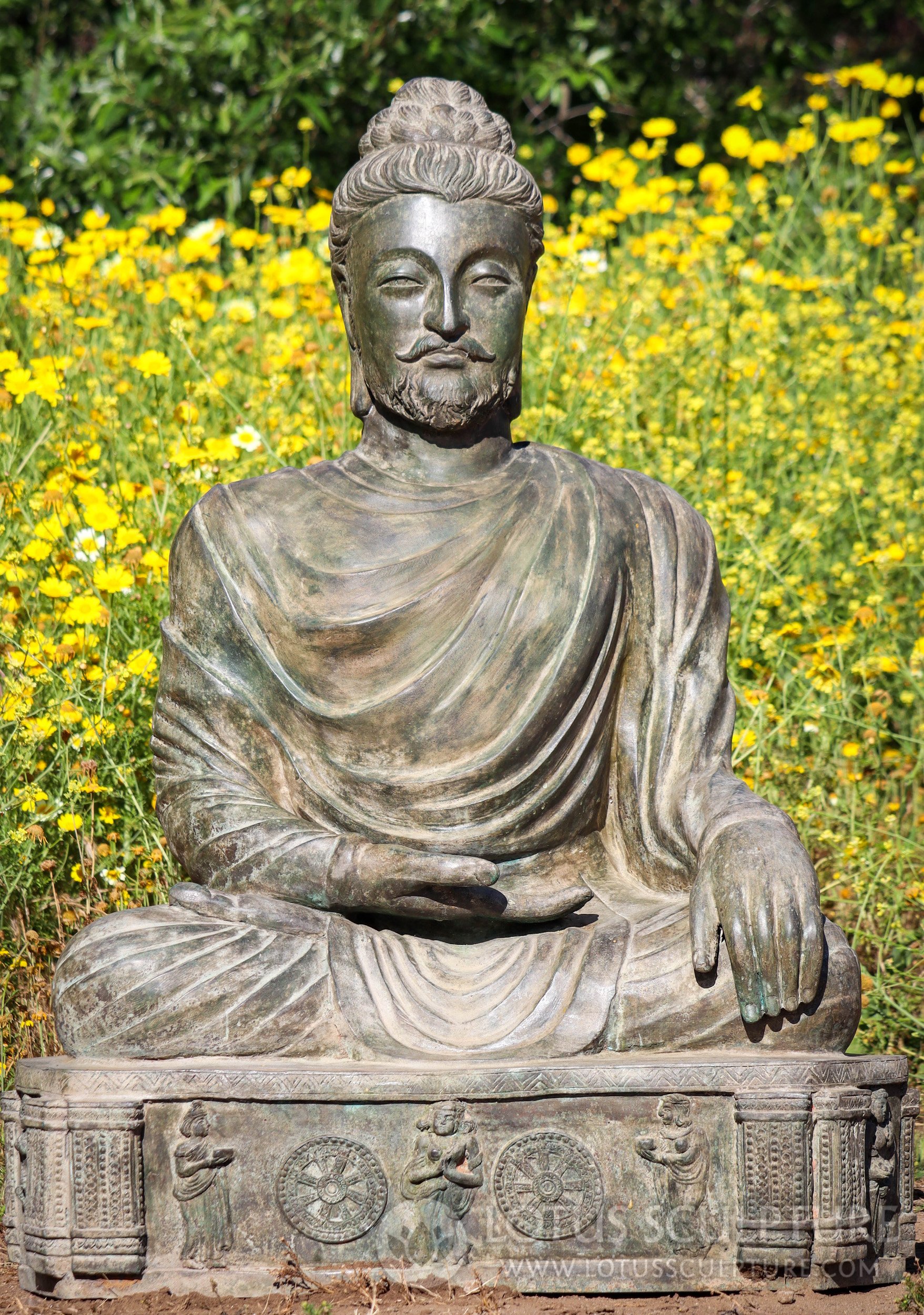 Gandhara Buddha Statue with Full Beard and Mustache Impressive Earth ...