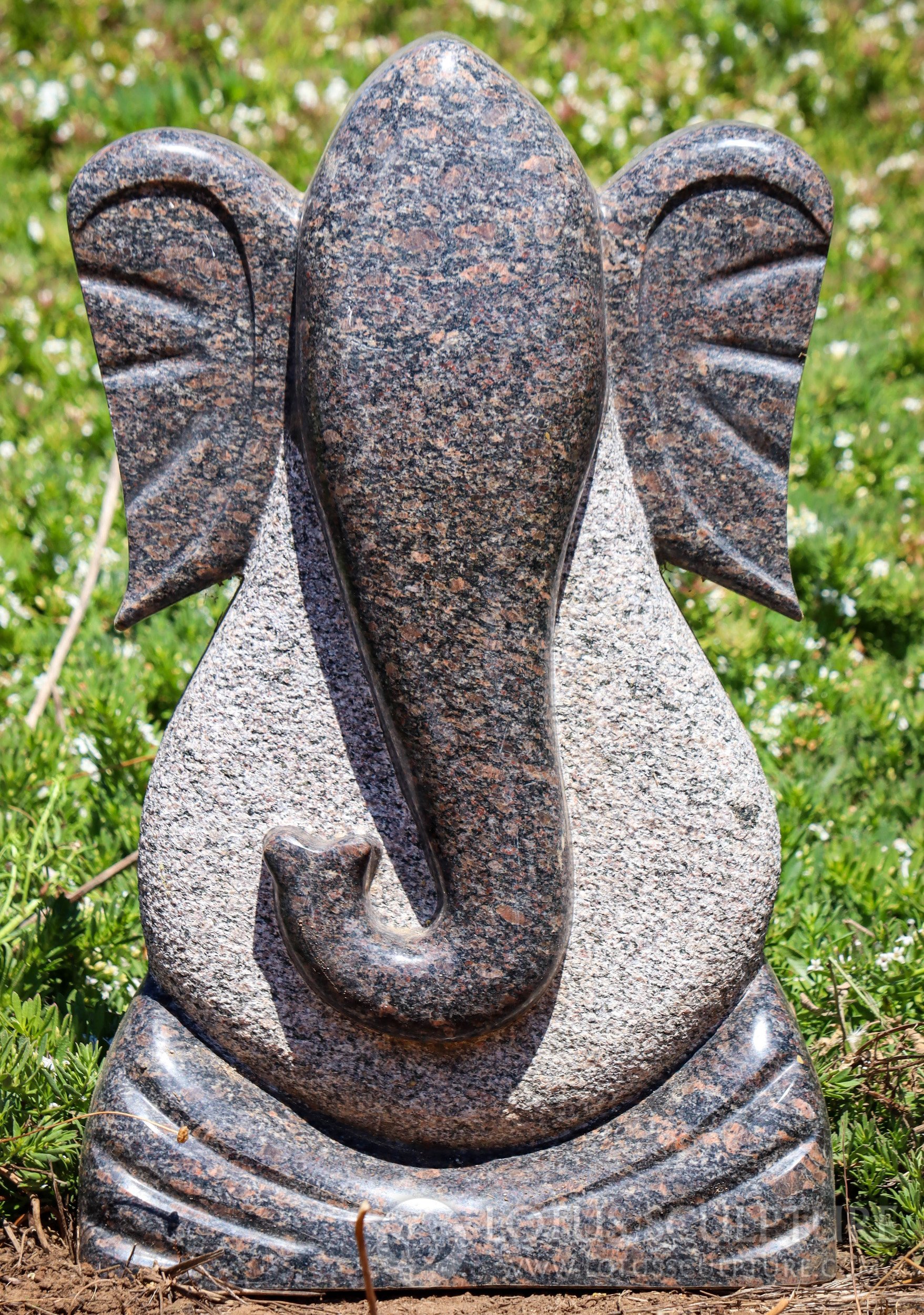 Small Grey Sadarahalli Granite Modern Stone Abstract Ganesha Garden Sculpture 24"