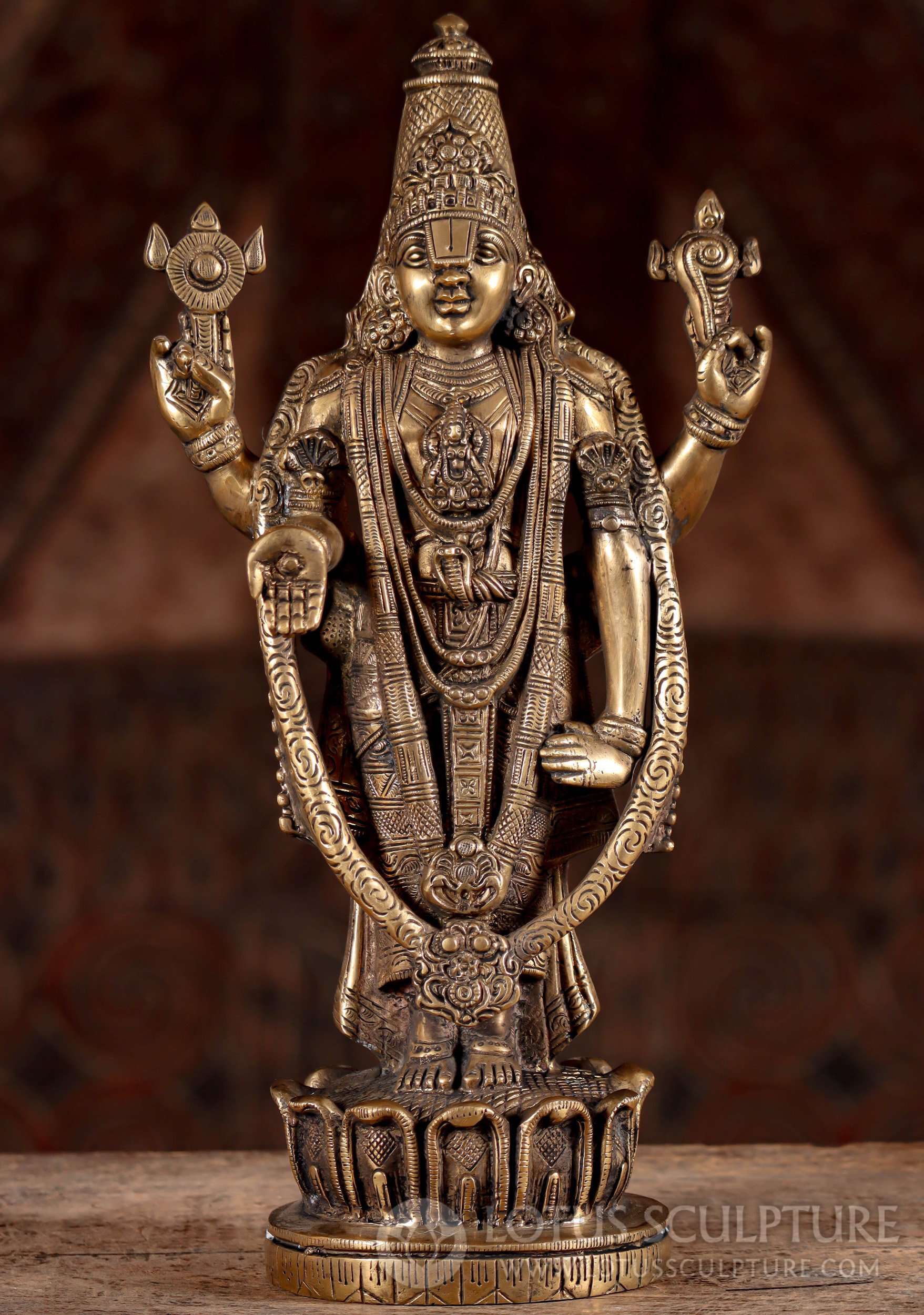 Balaji Brass Lord Venkateswara Murti Presiding Deity of the Tirumala Venkateswara Temple 16"