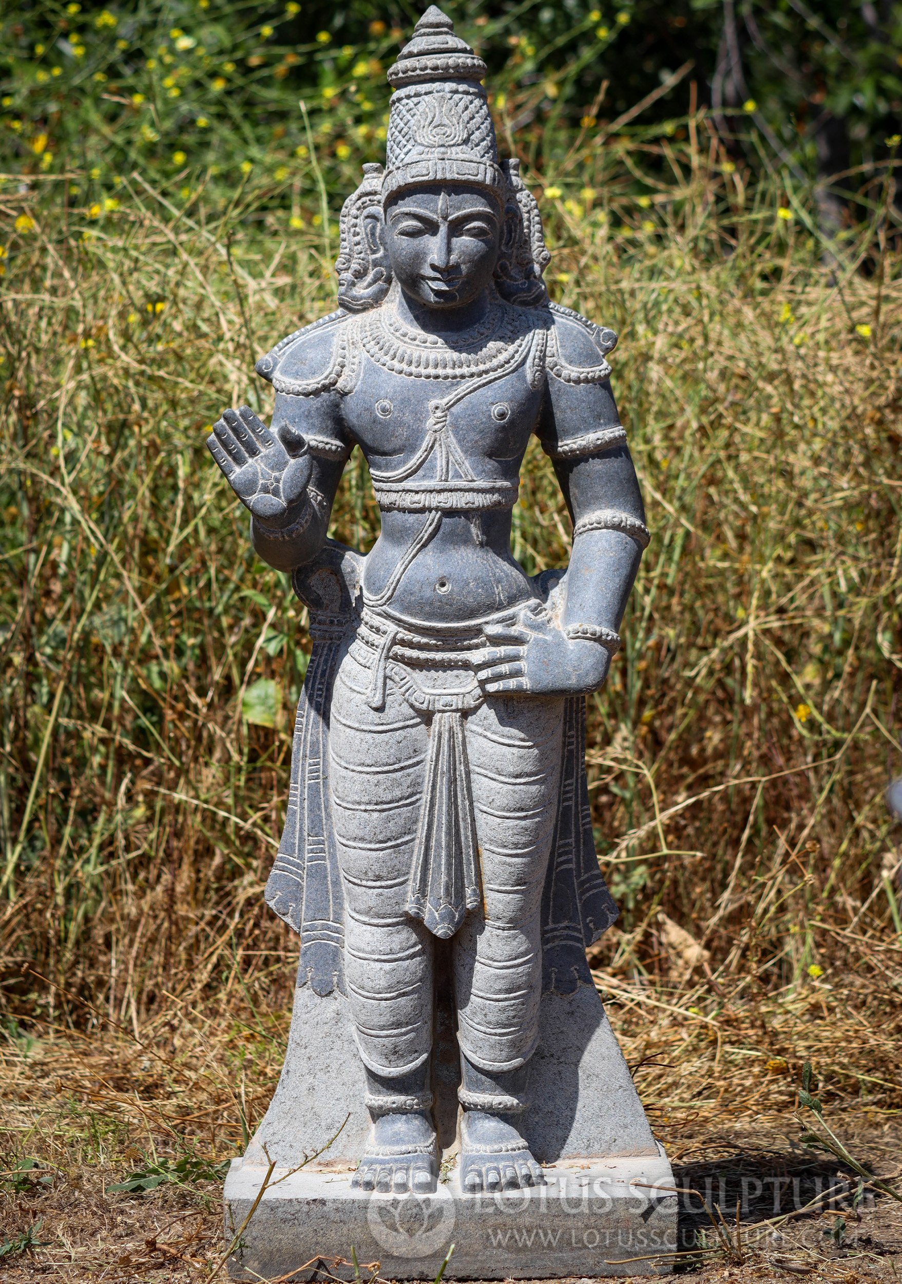 Murugan Granite Statue Standing in Abhaya Mudra Garden Sculpture Perfect in All Weather 43"