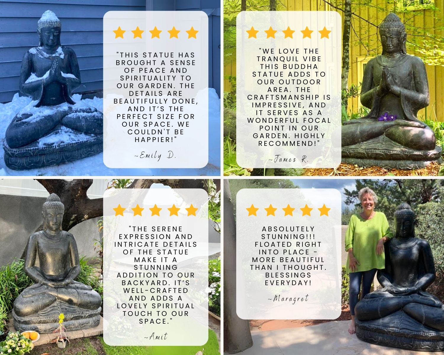 Customer photos of Namaste Buddha Garden Sculpture