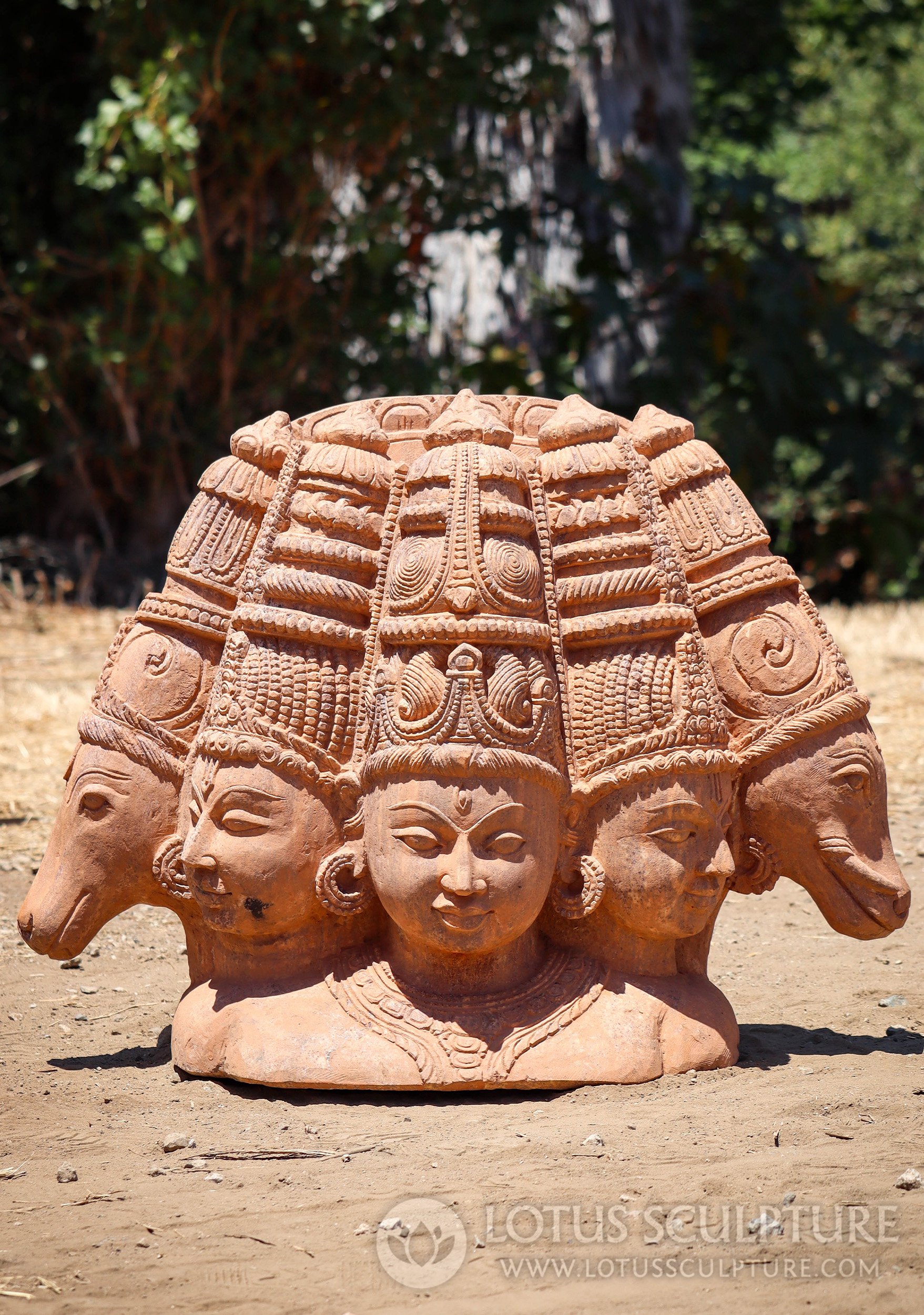 Vaikuntha Chaturmurti: Kalki, Krishna, Vishnu, Balarama & Varaha Hand Carved Sandstone 30"