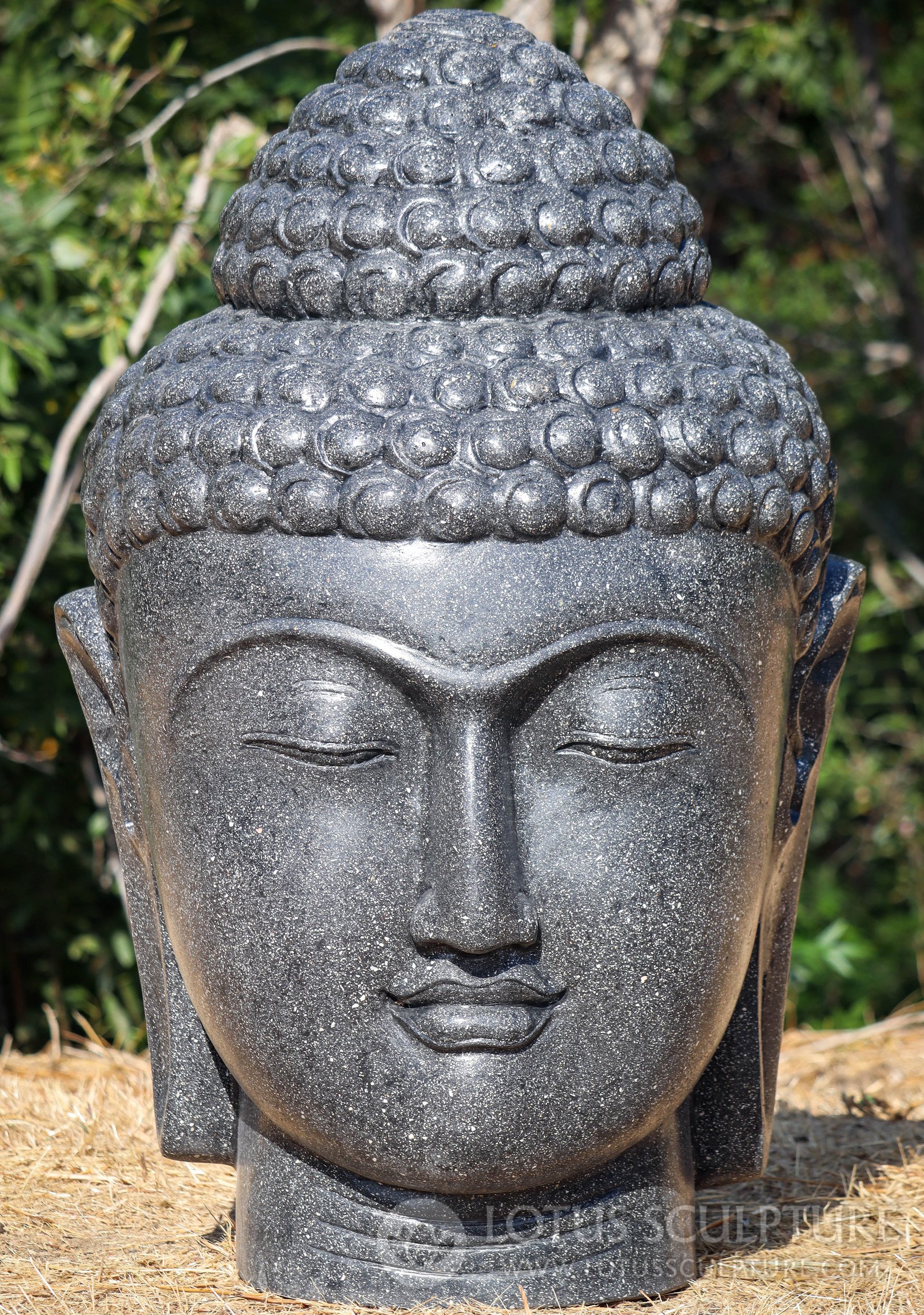 PREORDER Buddha Head Garden Statue Large Black & White Terrazzo Stone Sculpture 41"