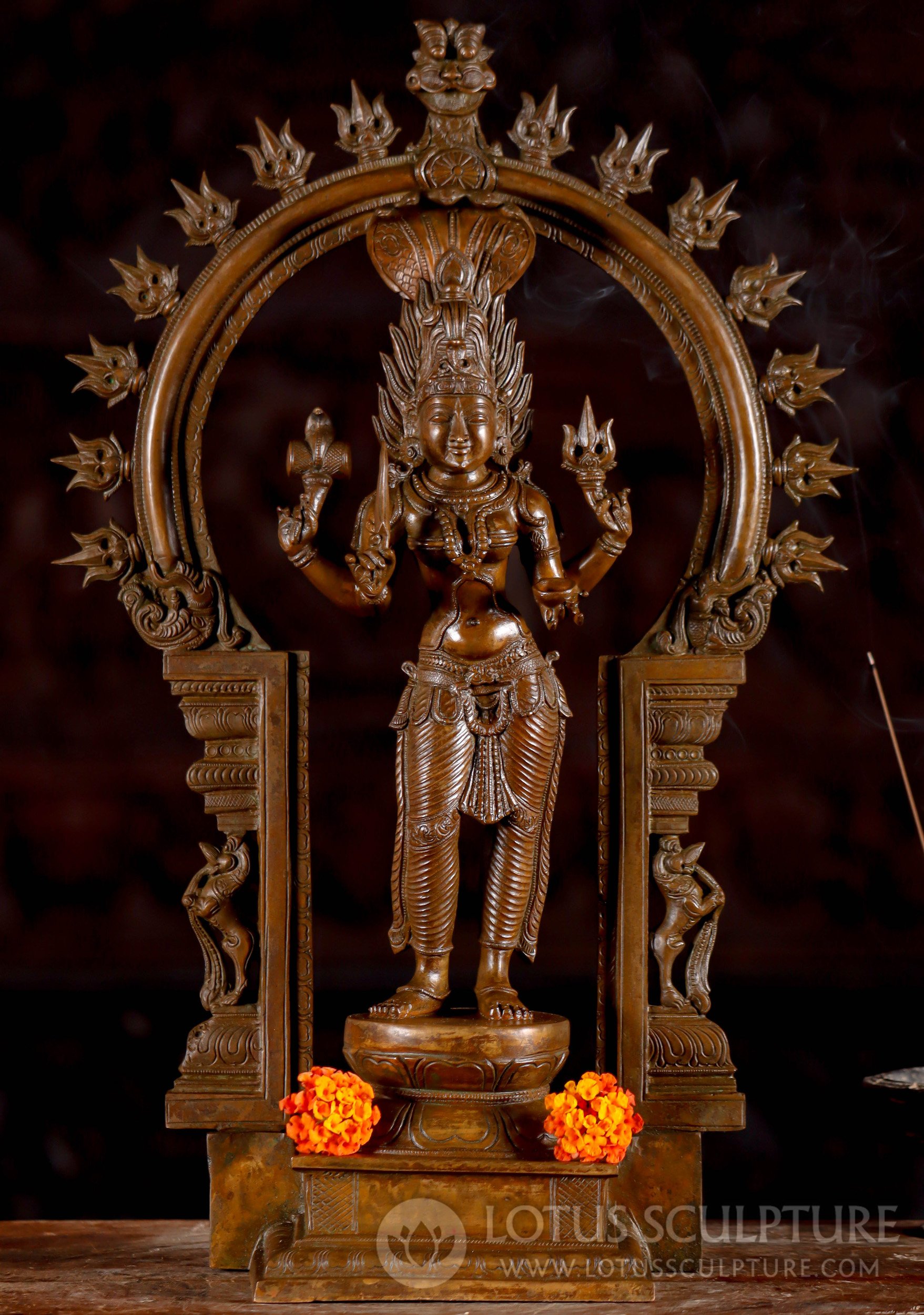 RESERVED Shakti Statue - Hindu Goddess of PoweR With Mahakala Arch South Indian Bronze 18"