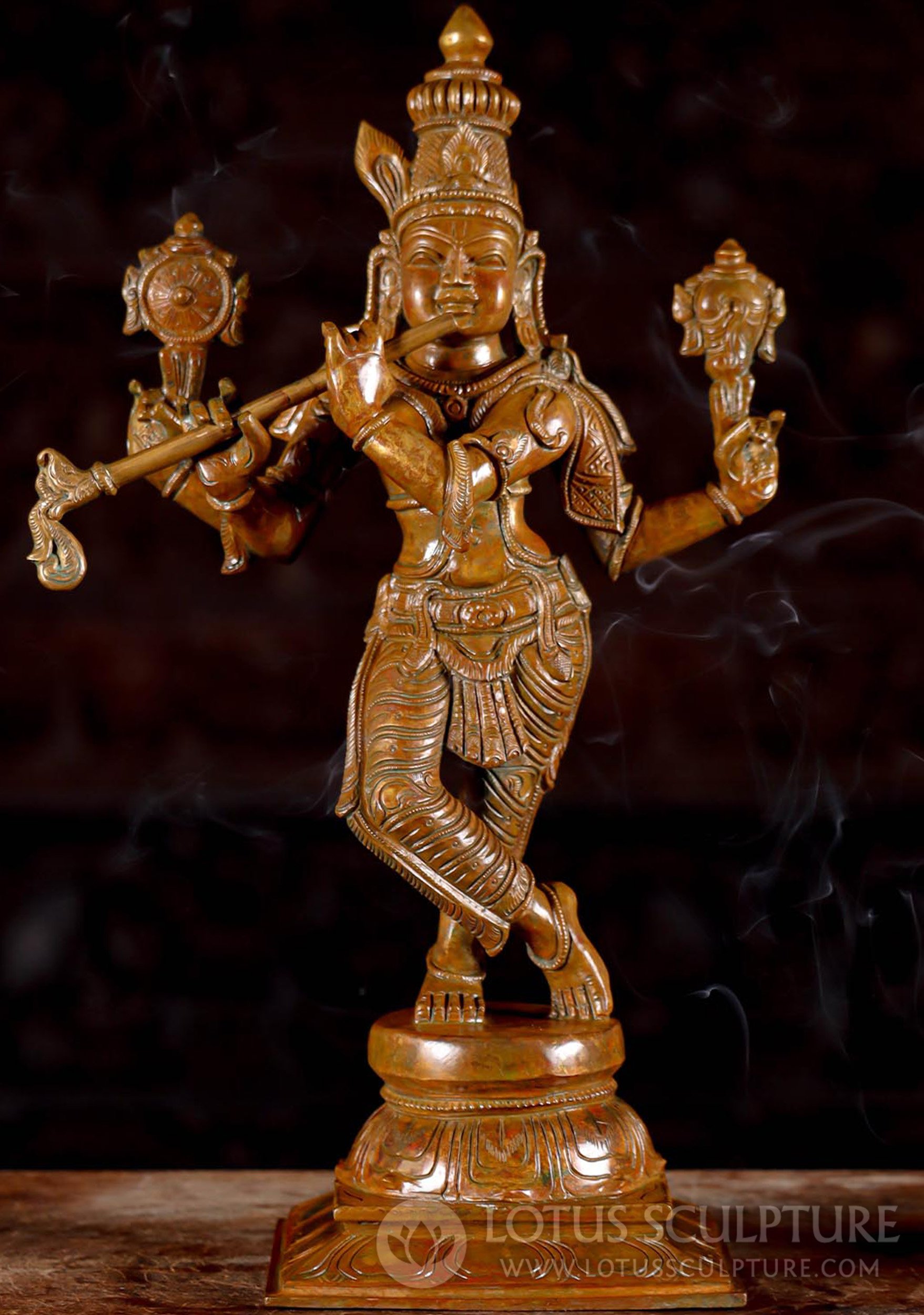 RESERVED Venugopal Statue - Divine Half Vishnu Half Krishna - South Indian Bronze 16"