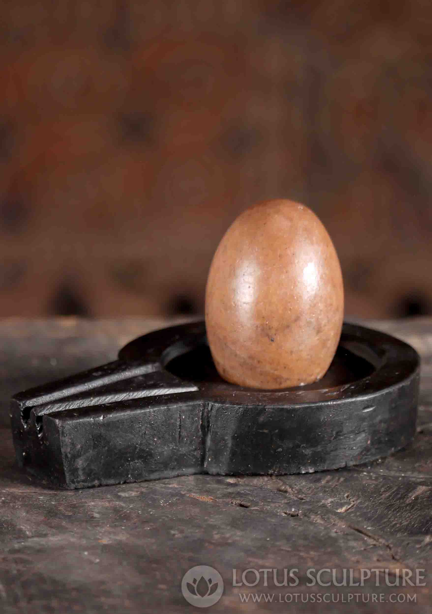 Lingam & Yoni Sculpture Perfect for Abhishekam Red & Grey Narmada Stone & Black Marble 3"