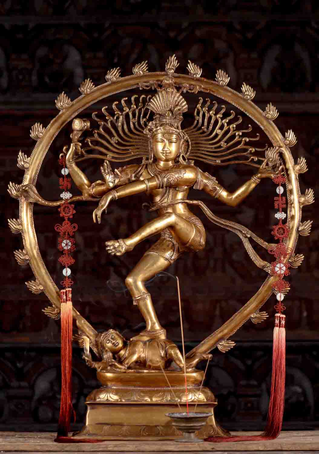 Nataraja Murti of Shiva the Lord of Dance with Flaming Oval Prabha Mandala Made in India 35"