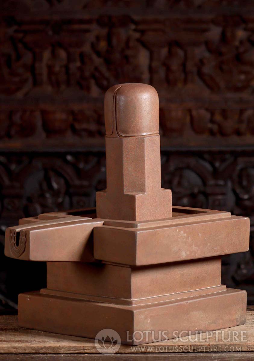 Shiva Lingam with Square Yoni Sandstone Sculpture Hand-Carved in Cambodia 22"