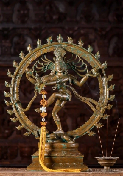 Nataraja Shiva Statue Dancing South Indian Bronze Sculpture Antique Green Patina 24"