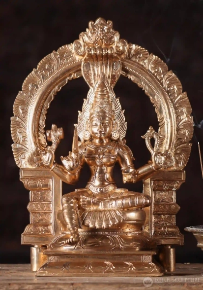 Shakti Goddess Statue - The Divine Source of Energy Polished South Indian Bronze 13"