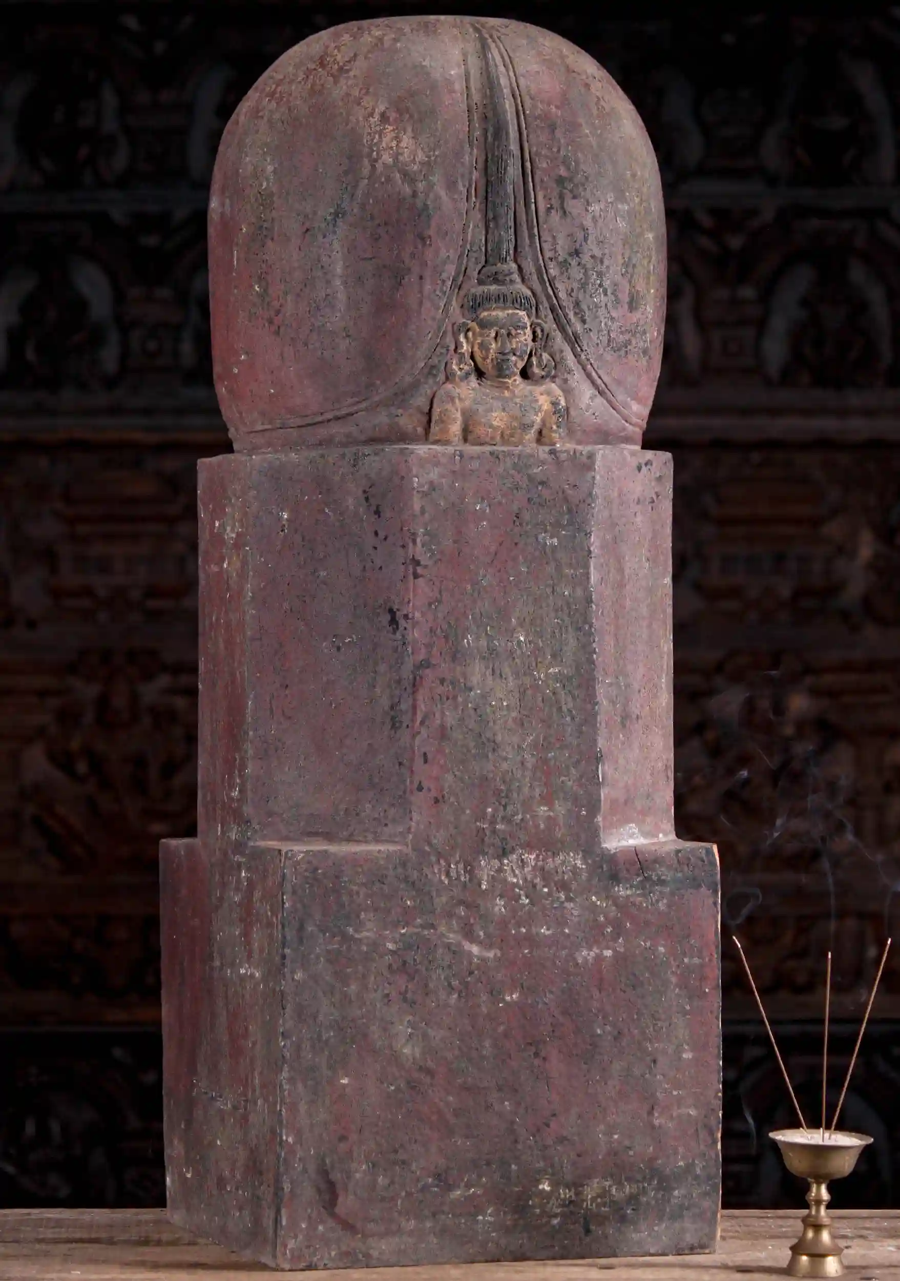 Shiva Lingam Sculpture Hand Carved Antique Cambodian Wood Symbol of Creation 36"