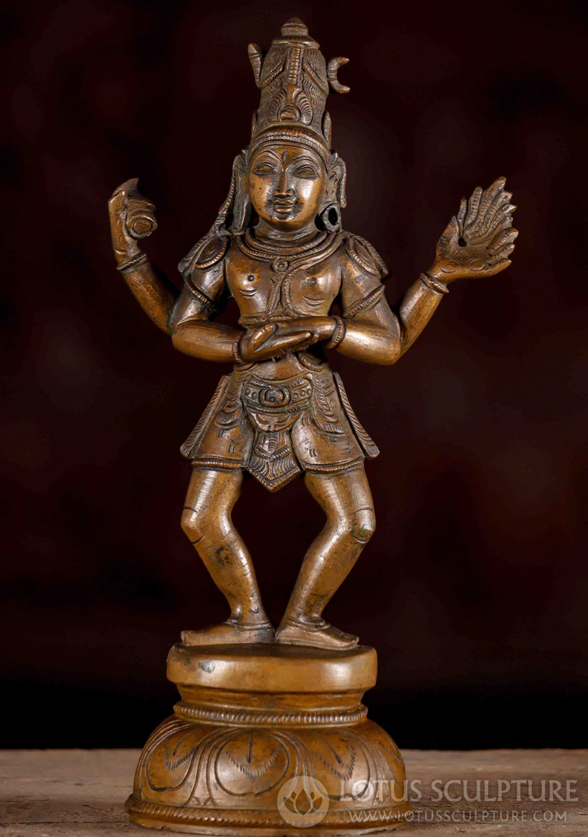 Tandava Shiva Statue Dancing the Tandava Dance in Competion Against Kali South Indian Bronze 9"