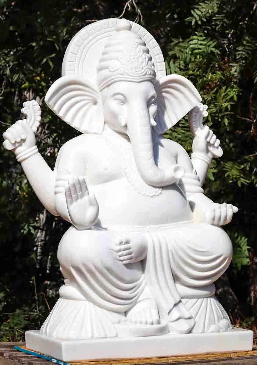 White Marble Ganesha Sculpture