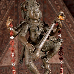 Saraswati Bronze Statue Hindu Goddess of Knowledge