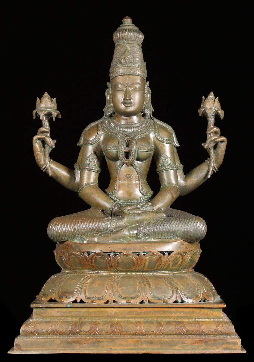 Meditating Bronze Lakshmi Statue 21"