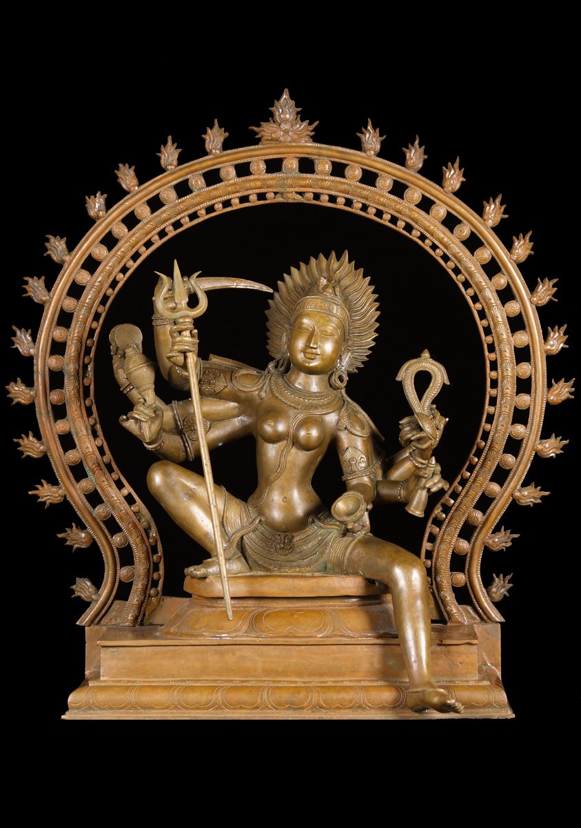 Bronze Kali Statue Holding Weapons 24"