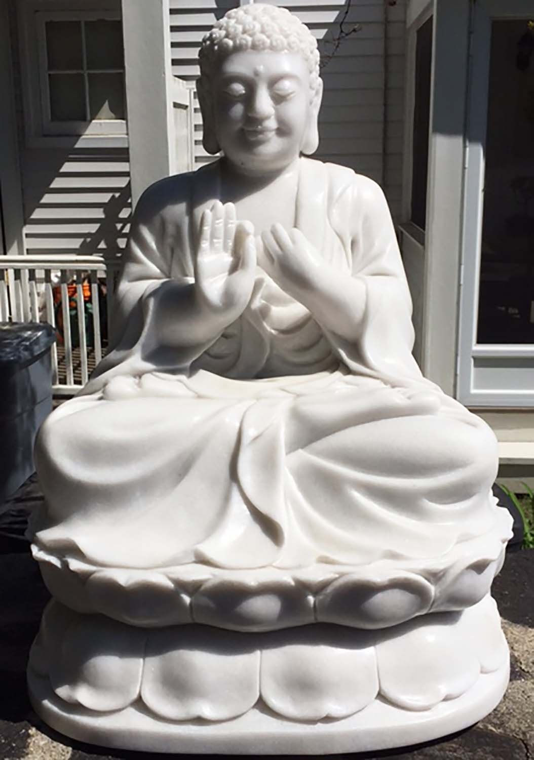 White Marble Buddha in Dharmachakra Mudra 24"