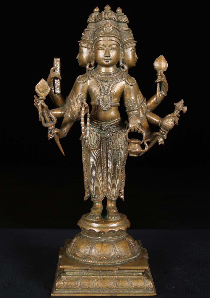 SOLD Bronze Standing Brahma  Statue 15 9bc14 Hindu 