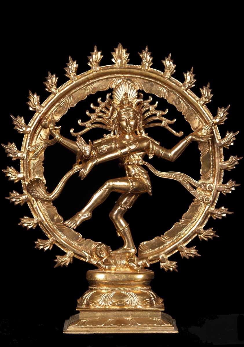 Polished Bronze Nataraja Statue 13"