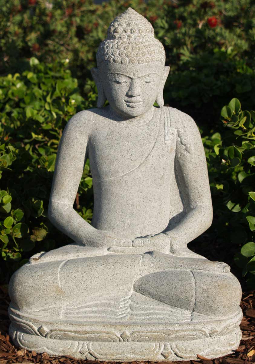 Lava Stone Meditating Buddha Statue 19"