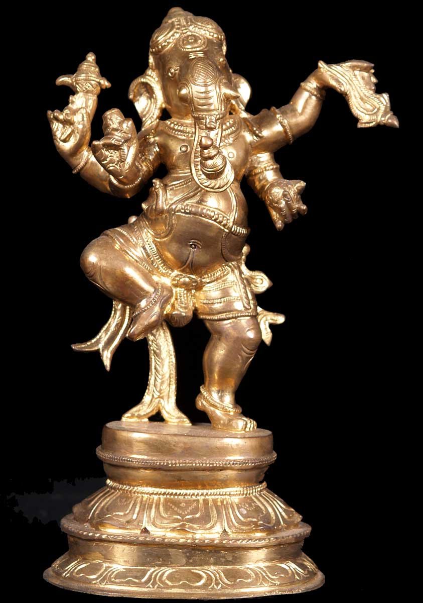 Bronze Dancing Ganesh Statue 10"