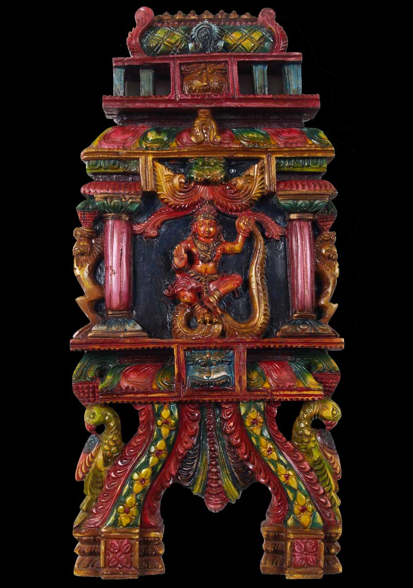 Wood Krishna Kavadi Wall Panel 24"